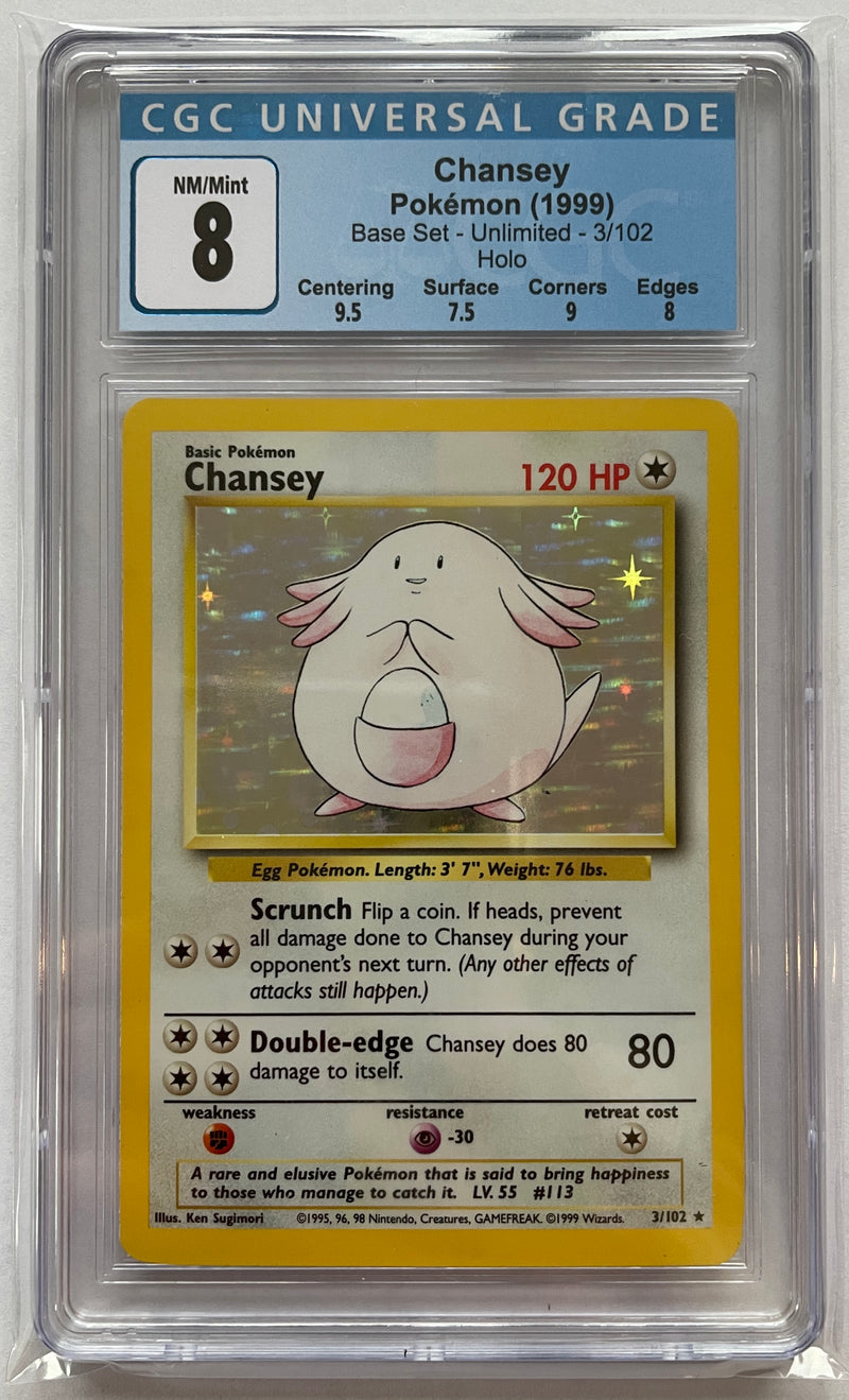 Chansey 3/102 Base Set CGC 8