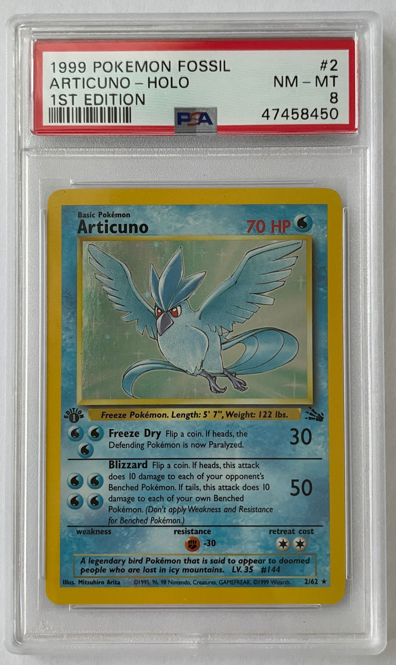 Articuno 2/62 First Edition Fossil PSA 8